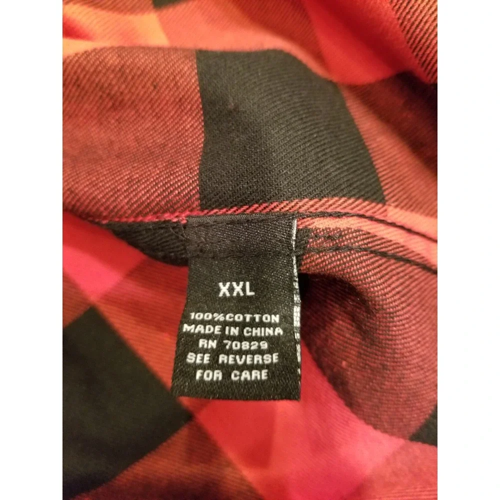 Rue‎ 21 Mens XXL Red/Black Buffalo Check Flannel Button Down Shirt Cabin